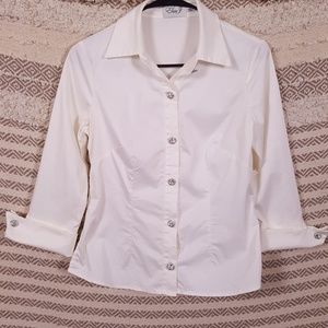 Eliza J front button down top